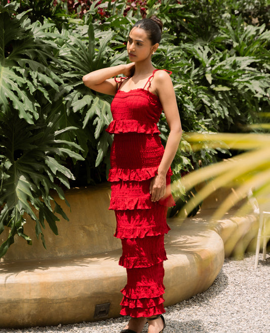 Strappy Ruffled Maxi Dress