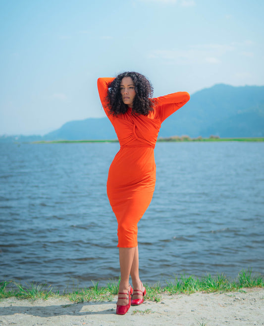 Sunflare Halter-neck Midi Dress