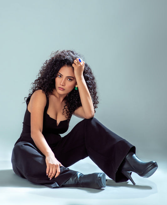 Black V-Shaped Jumpsuit