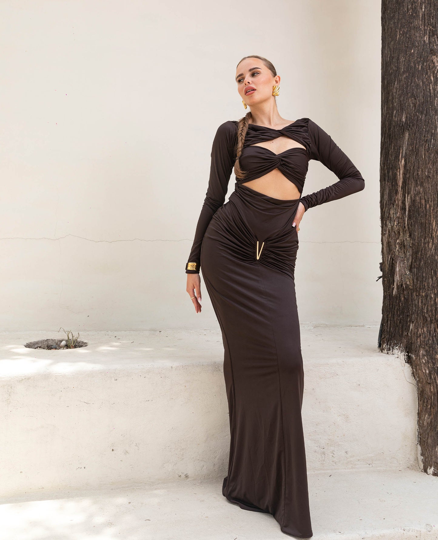 Mocha twist detail Bodysuit & Skirt Set