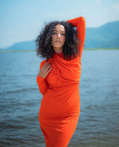 Sunflare Halter-neck Midi Dress